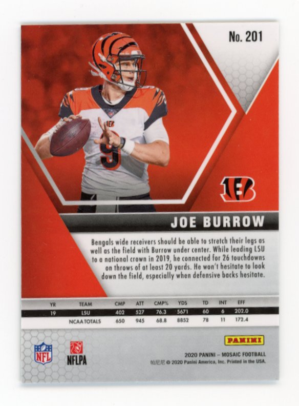 2020 Panini Mosaic Joe Burrow RC #201 Bengals