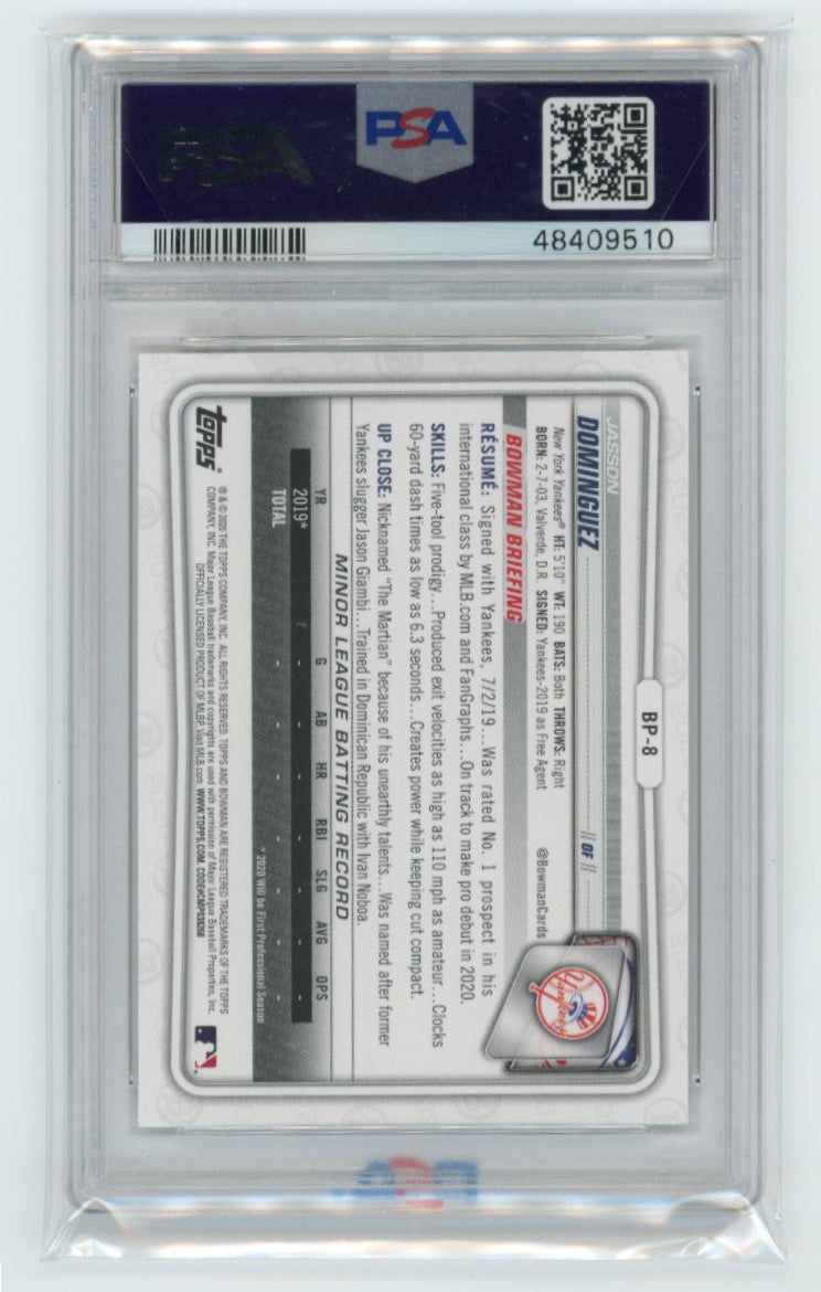 2020 Topps Bowman Jasson Dominguez 1st Bowman #BP8 - PSA 10 Yankees