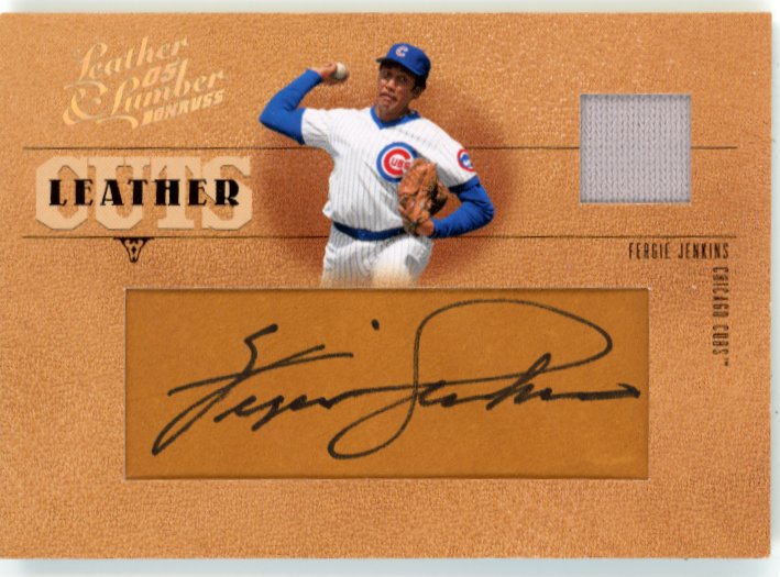 2005 Donruss Leather & Lumber Fergie Jenkins Leather Cuts #LC-21 - #/96 Patch Autographs Cubs