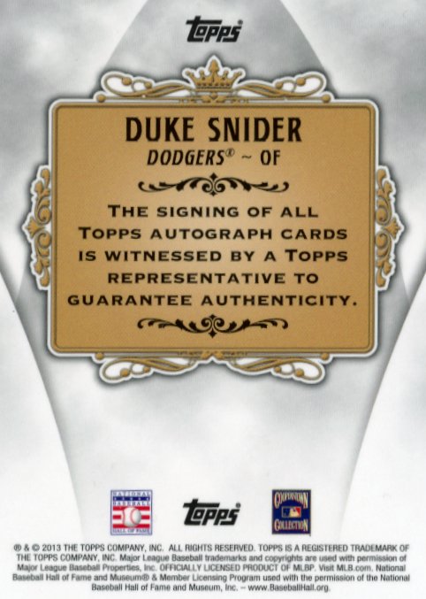 2013 Topps Duke Snider - Autograph Dodgers