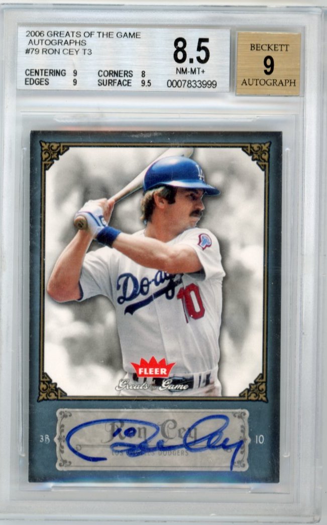 2006 Fleer Ron Cey Greats of the Game #79 - Autograph Dodgers Beckett 8.5 Auto 9