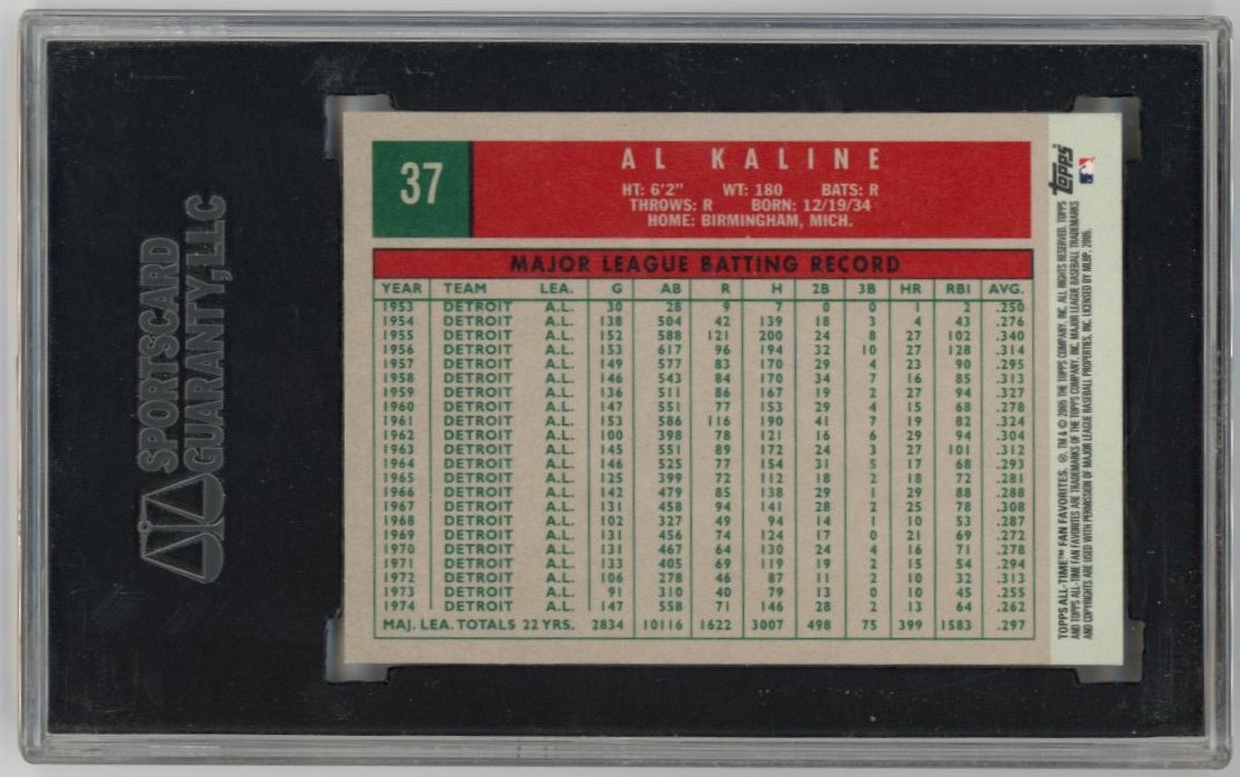 2005 Topps All-Time Fan Favorites Al Kaline #37 - Autograph Tigers SGC Authentic