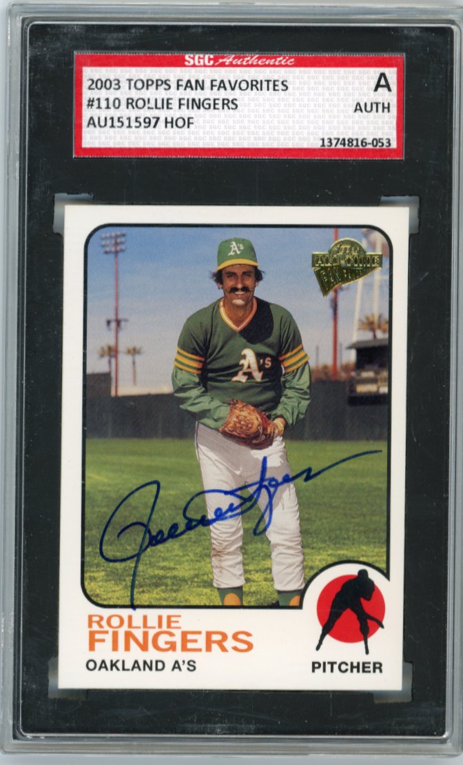 2003 Topps All-Time Fan Favorites Rollie Fingers #110 - Autograph A's SGC Authentic