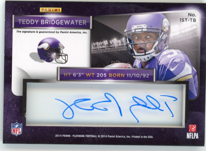 2014 Panini Playbook First Edition Teddy Bridgewater RC # 1ST-TB - #/75 Autograph Vikings
