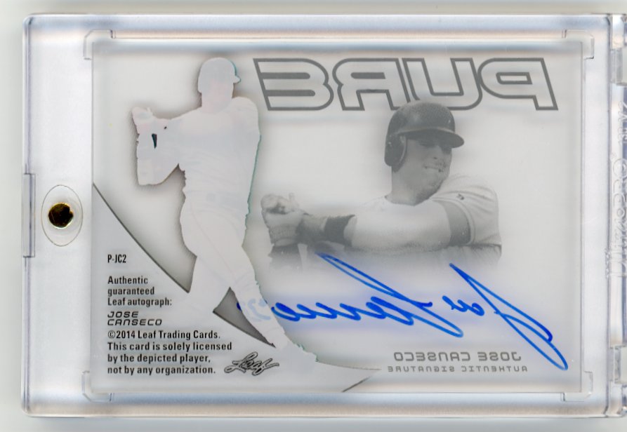 2014 Leaf Jose Canseco Pure #P-JC2 - Autograph A's