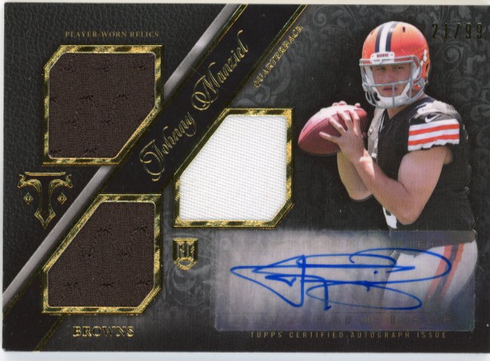 2014 Topps Triple Threads Johnny Manziel RC #135 - #/99 Triple Patch Autograph Browns