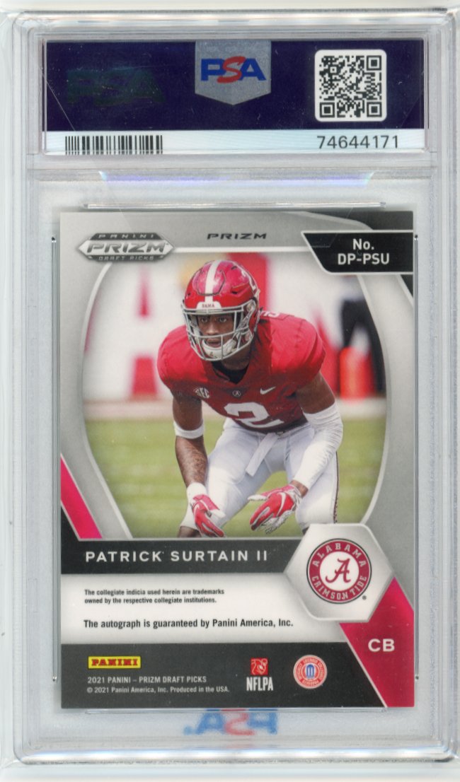 2021 Panini Prizm Draft Picks Patrick Surtain II RC #DP-PSU - Autograph Circles Broncos PSA 9