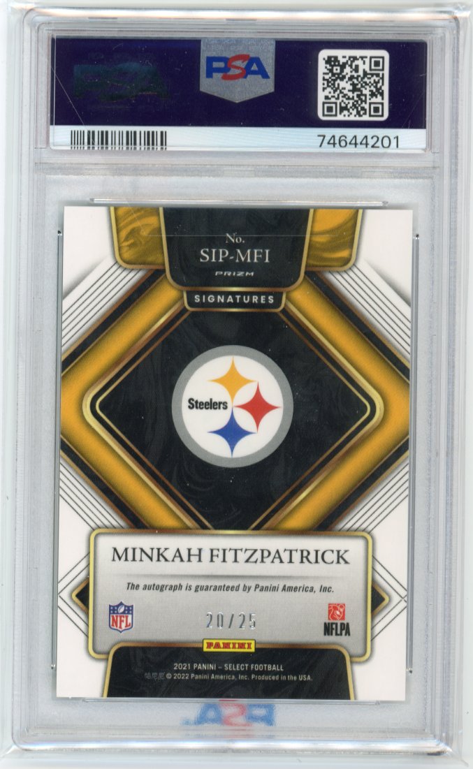 2021 Panini Select Minkah Fitzpatrick #SIP-MFI - #/25 Autograph Tie-Dye Steelers PSA 9