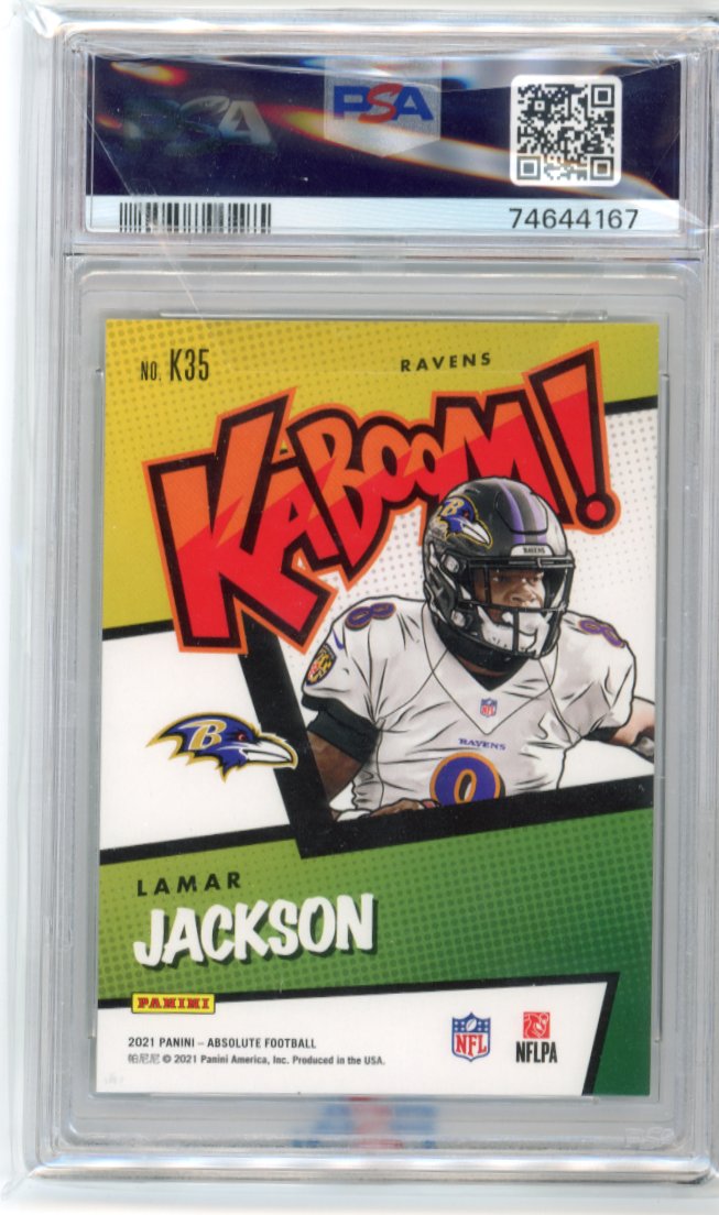 2021 Panini Absolute Lamar Jackson Kaboom #K35 - Ravens PSA 9