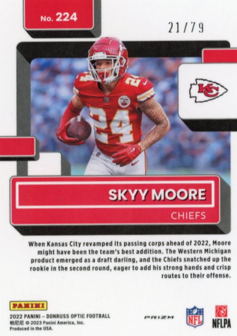 2022 Panini Donruss Optic Skyy Moore Rated Rookie #224 - #/79 Pink Chiefs