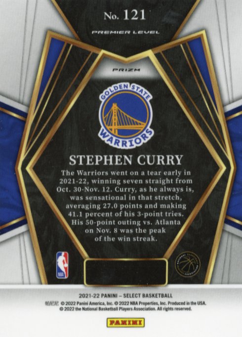 2021/22 Panini Select Stephen Curry Premier Level #121 - Scope Warriors