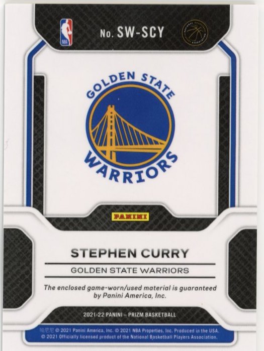 2021/22 Panini Prizm Stephen Curry Sensational Swatches # SW-SCY - Patch Warriors