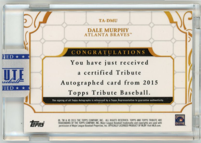 2015 Topps Tribute Dale Murphy #TA-DMU - #/189 Autograph Braves