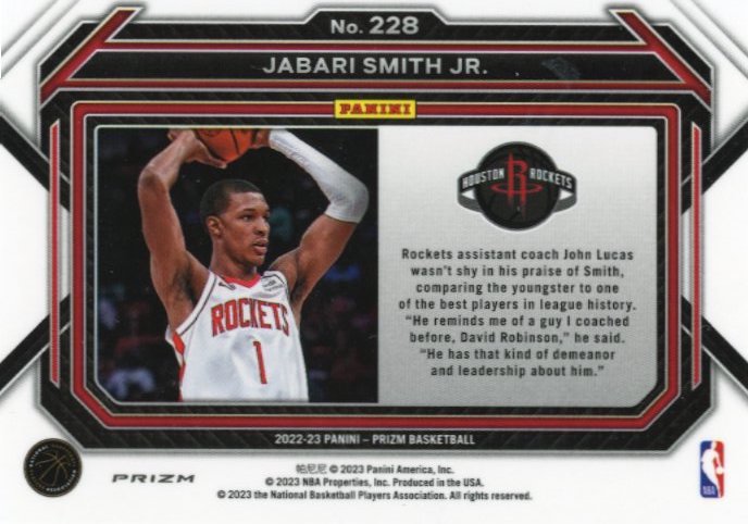 2023 Panini Prizm Fast Break Jabari Smith Jr. RC #228 - Rockets