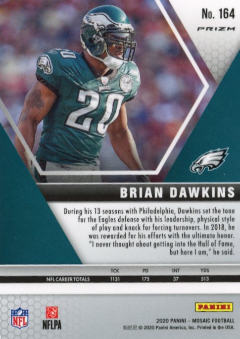 2020 Panini Mosaic Brian Dawkins #164 - White Sparkle Eagles