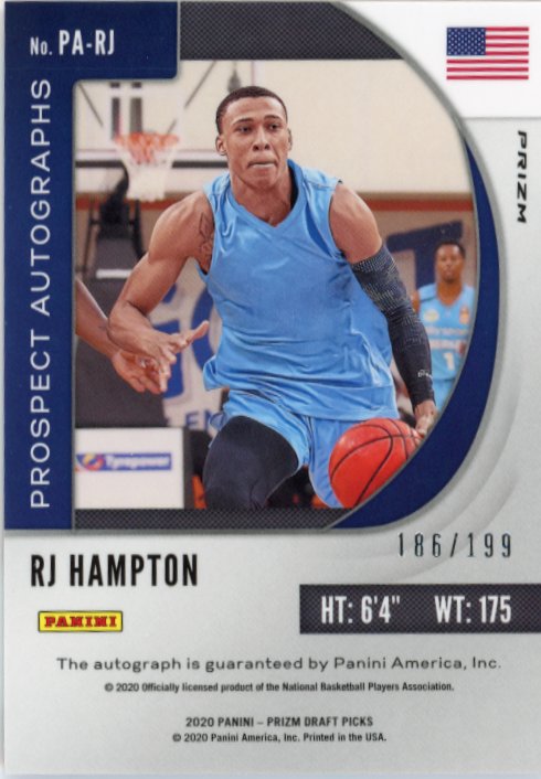 2020 Panini Prizm Draft Picks RJ Hampton Prospect Autographs RC #PA-RJ - Autograph Red #/199 Magic