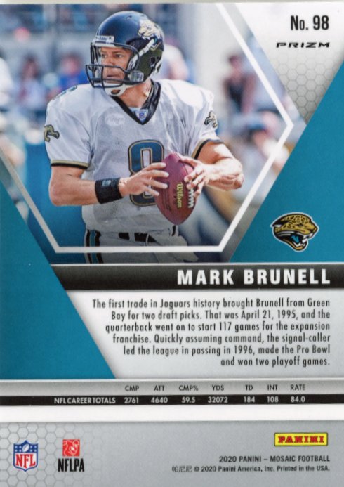 2020 Panini Mosaic Mark Brunell #98 - White Sparkle Jaguars