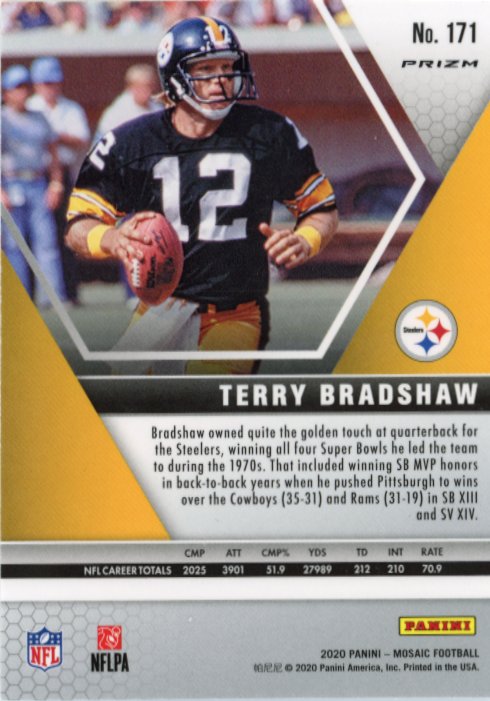 2020 Panini Mosaic Terry Bradshaw #171 - White Sparkle Steelers