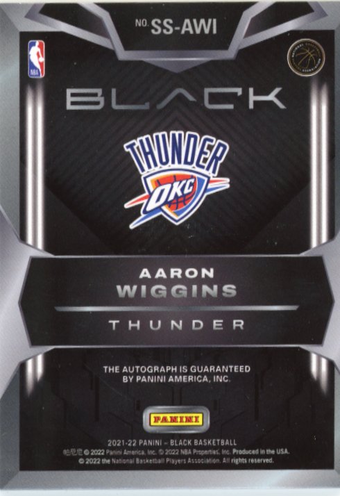 2021/22 Panini Black Aaron Wiggins Smoke Show Signatures #SS-AWI - Autograph #/15 Thunder