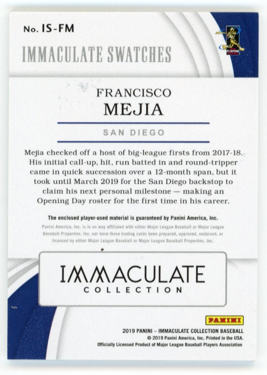 2019 Panini Immaculate Collection Francisco Mejia Immaculate Swatches #IS-FM - Relic #/10 Padres