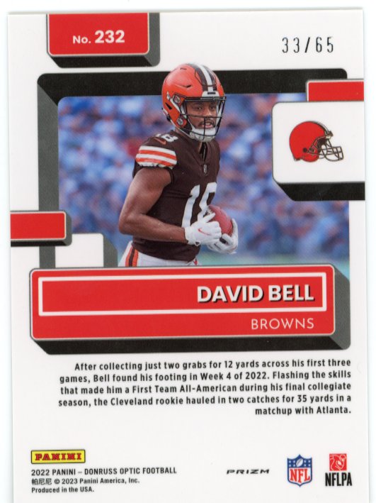2022 Panini Donruss Optic David Bell Rated Rookie #232 - Electricity #/65 Browns