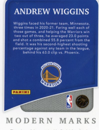 2020/21 Panini Immaculate Collection Andrew Wiggins Modern Marks #MM-AWG - Autograph #/49 Warriors