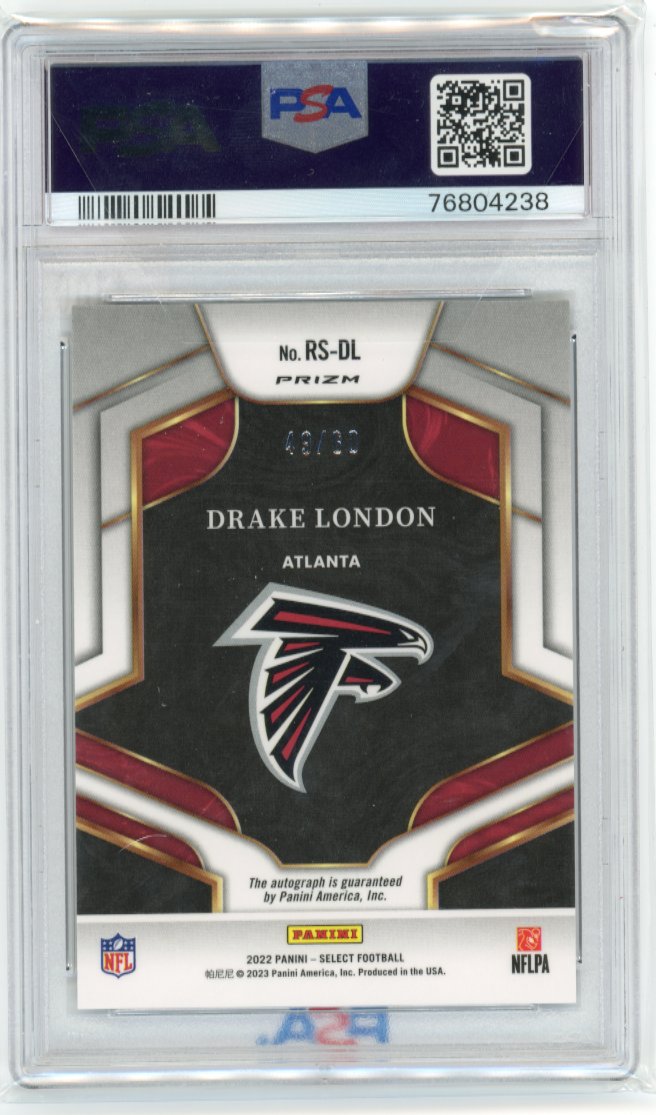 2022 Panini Select Drake London RC #RS-DL - Autograph Maroon #/60 PSA 10 Falcons