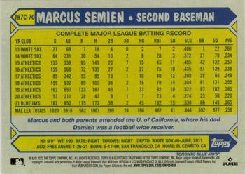 2022 Topps #T87C-70 Marcus Semien 1987 Topps Baseball 35th Anniversary Blue Jays