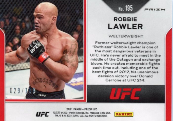 2021 Panini Prizm UFC Robbie Lawler #195 - Blue #/199