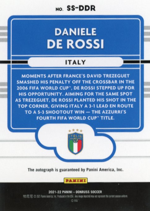 2021/22 Panini Donruss Daniele De Rossi Signature Series #SS-DDR - Autograph Silver Italy
