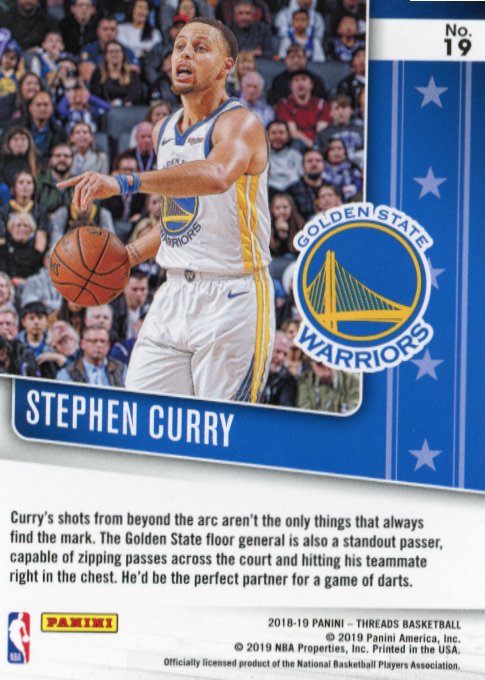 2018/19 Panini Threads Stephen Curry Floor Generals #19 - Premium #/199 Warriors
