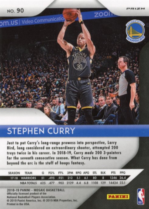 2018/19 Panini Mosaic Stephen Curry #90 - Mosaic Warriors