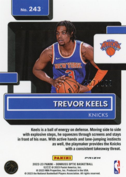 2022/23 Panini Donruss Optic Trevor Keels Rated Rookie #243 - Orange #/199 Knicks
