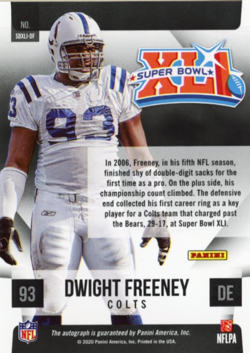2020 Panini Dwight Freeney #SBXLI-DF - Refractor Autograph Colts