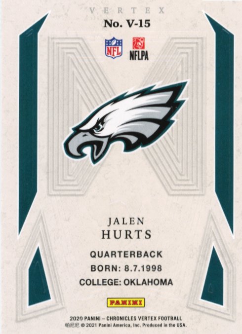 2020 Panini Chronicles Vertex Jalen Hurts RC #V-15 - Eagles