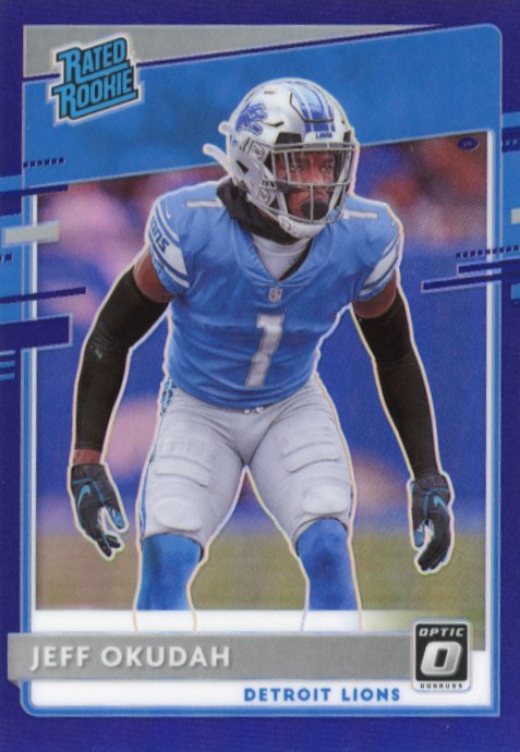 2020 Panini Donruss Optic Jeff Okudah Rated Rookie #193 - Purple #/50 Lions