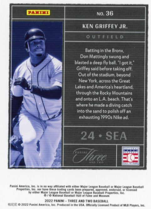 2022 Panini Three and Two Ken Griffey Jr. #36 - #/6 Red Mariners