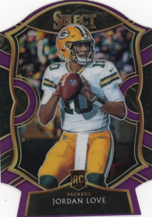 2020 Panini Select Jordan Love RC #47 - Concourse Purple Die-Cut Packers