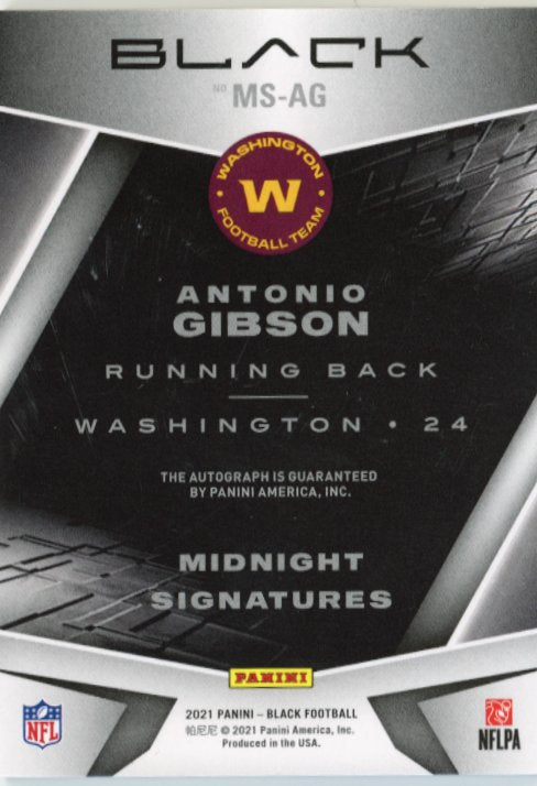 2021 Panini Black Antonio Gibson Midnight Signatures #MS-AG - Autograph #/25 Commanders