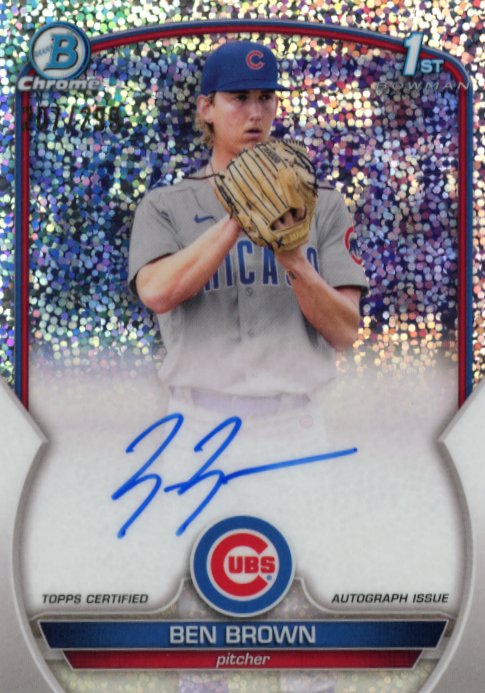 2023 Bowman Chrome Ben Brown 1st #CPA-BBN - #/299 Speckle Autograph Cubs