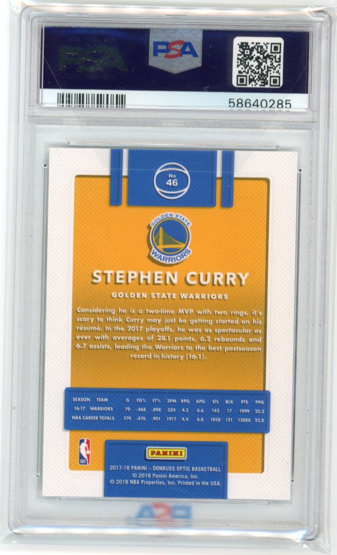2017 Panini Donruss Optic Stephen Curry #46 - PSA 10 Warriors