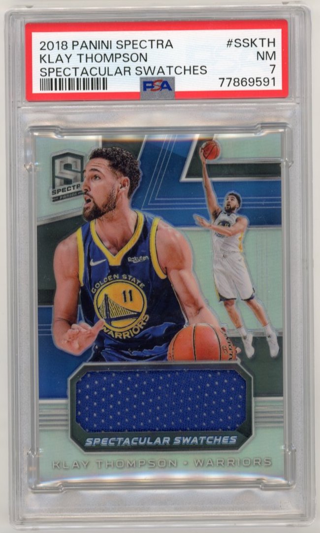 2018 Panini Spectra Klay Thompson #SSKTH - #/99 Spectacular Swatches PSA 7 Warriors