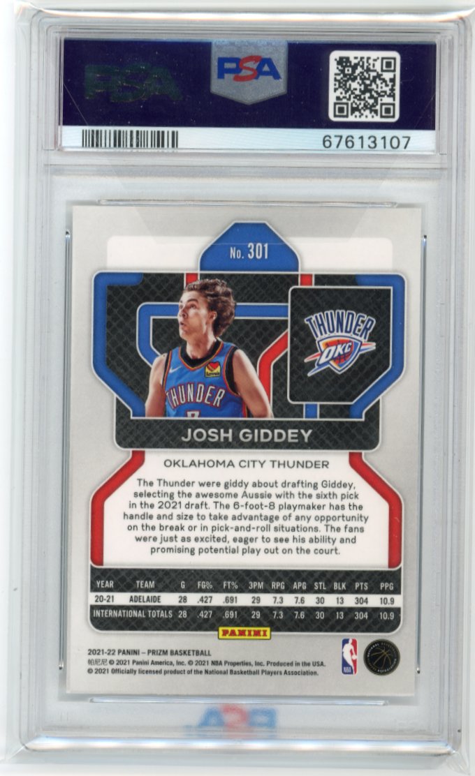 2021 Panini Prizm Josh Giddey RC #301 - PSA 10 Thunder