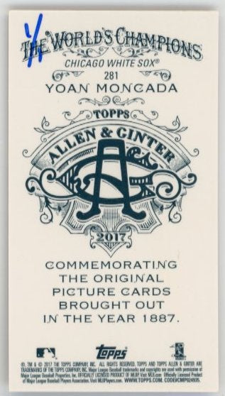2017 Topps Allen & Ginter Yoan Moncada RC #281 - 1/1 White Sox