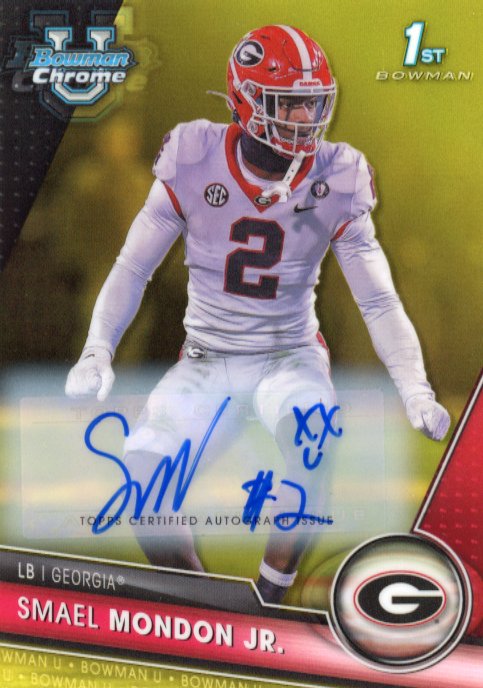 2023 Topps Bowman Chrome University Smael Mondon Jr. 1st Bowman #57 - Autograph Gold #/75 Georgia