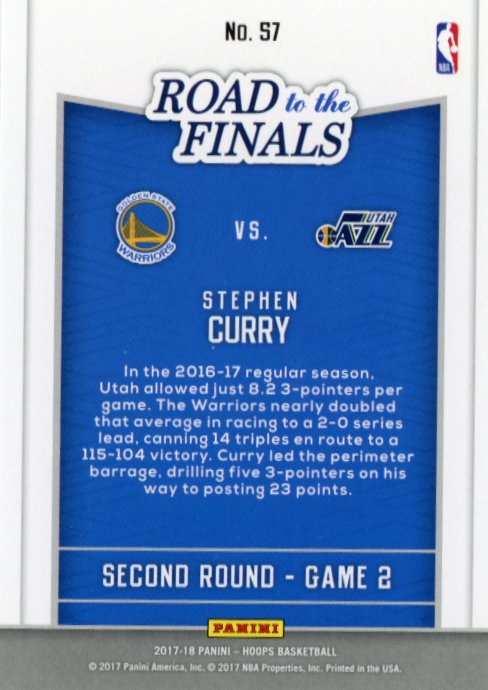2017/18 Panini NBA Hoops Stehen Curry Road to the Finals #57 - #/999 Warriors
