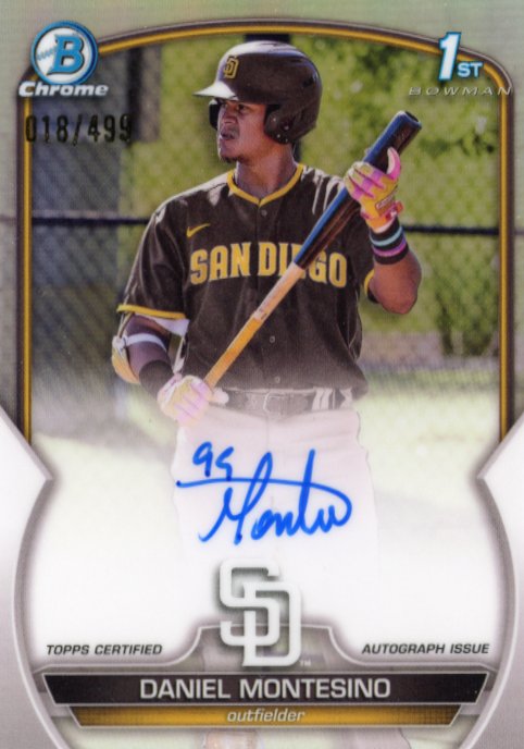 2023 Bowman Chrome Daniel Montesino 1st #CDA-DM - #/499 Autograph Padres