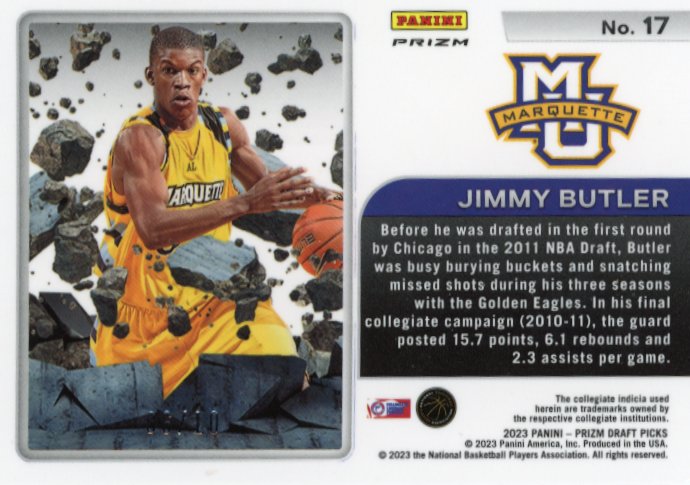 2023 Panini Prizm Draft Picks Jimmy Butler #17 - #/10 Gold Heat