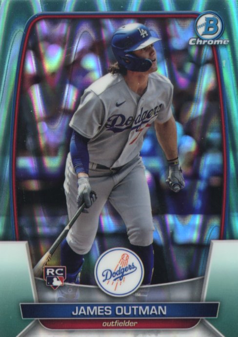 2023 Bowman Chrome James Outman RC #68 - #/199 Aqua Raywave Dodgers