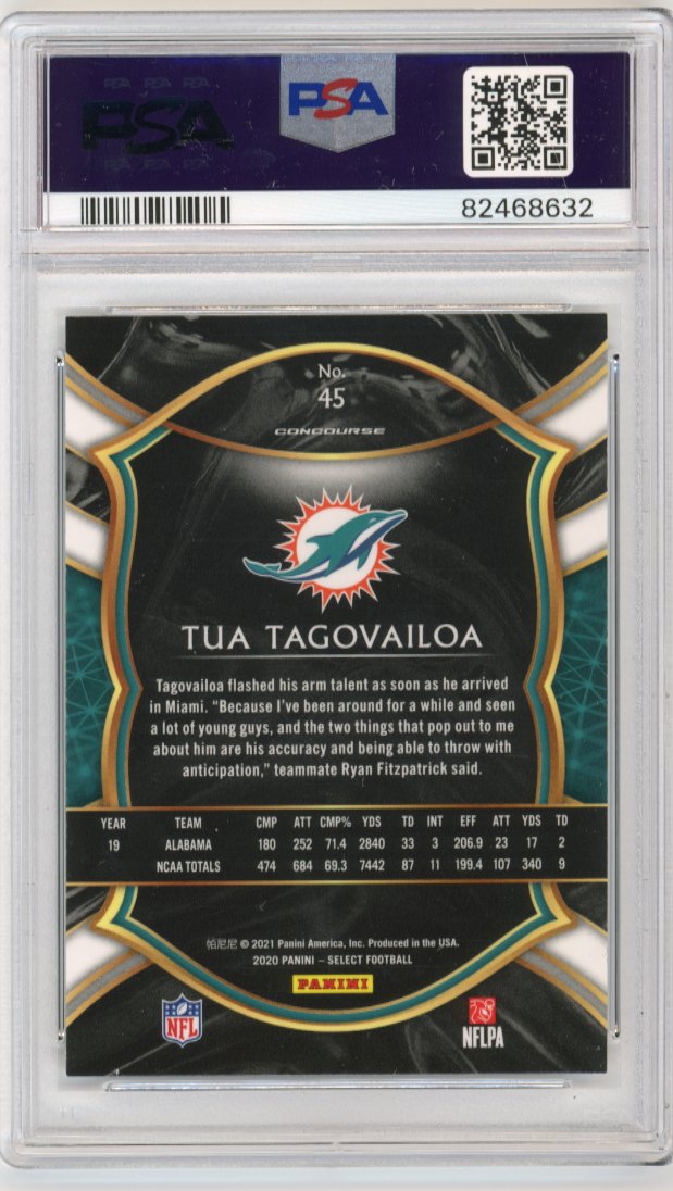 2020 Panini Select Tua Tagovailoa #45 - PSA 10 Dolphins